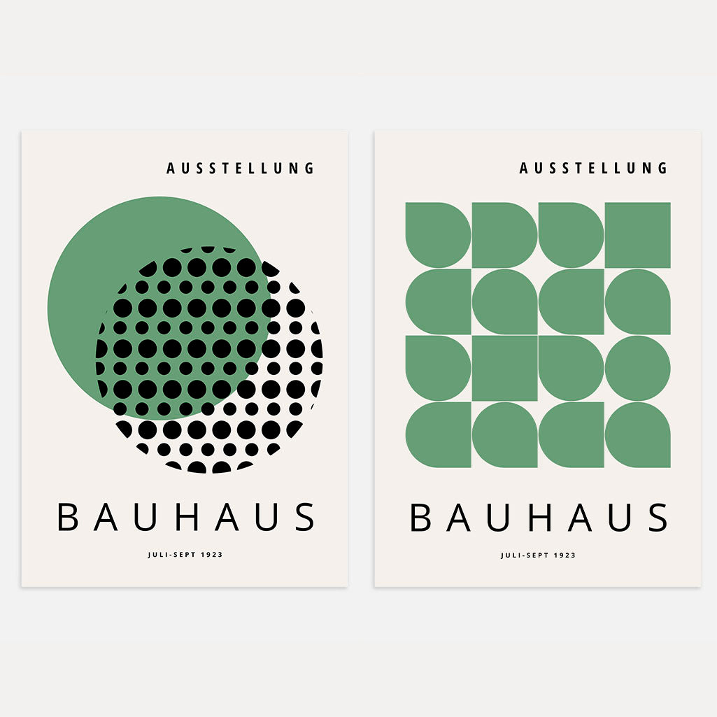 Bauhaus Geometria verde – Set di 2 poster
