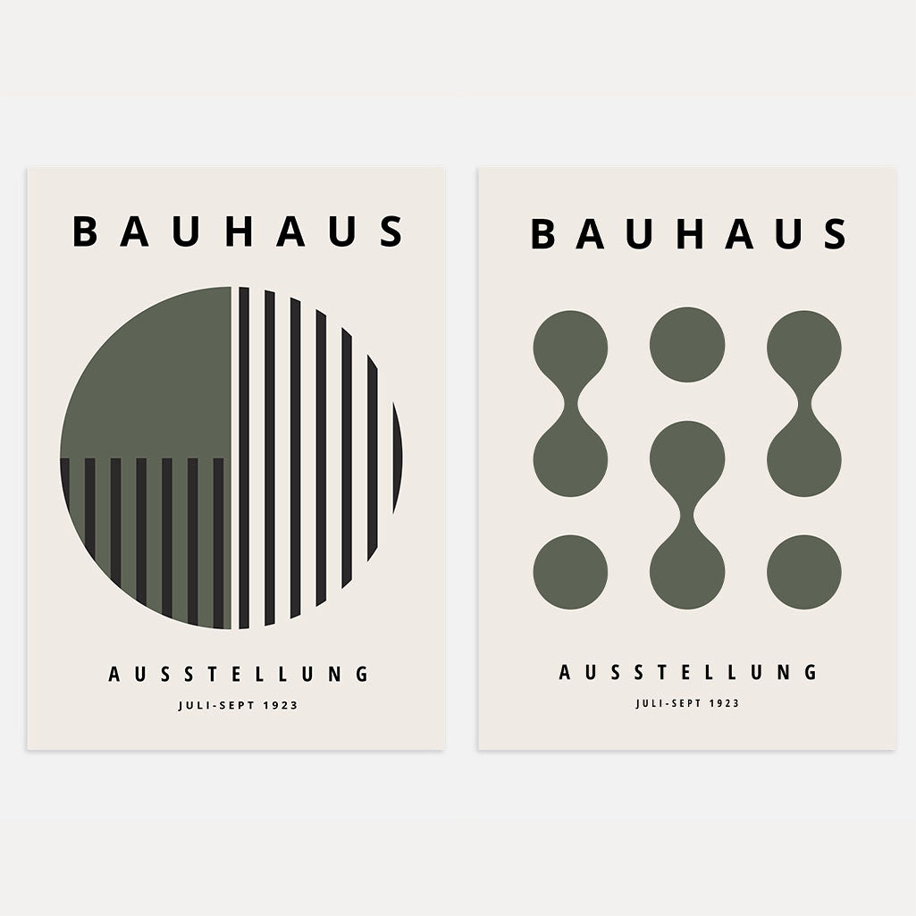 Bauhaus Verde oliva – Set di 2 poster