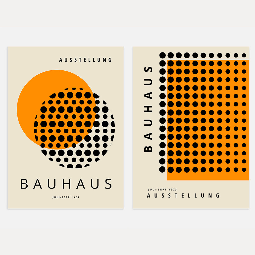 Bauhaus Nero Arancione – Set di 2 poster
