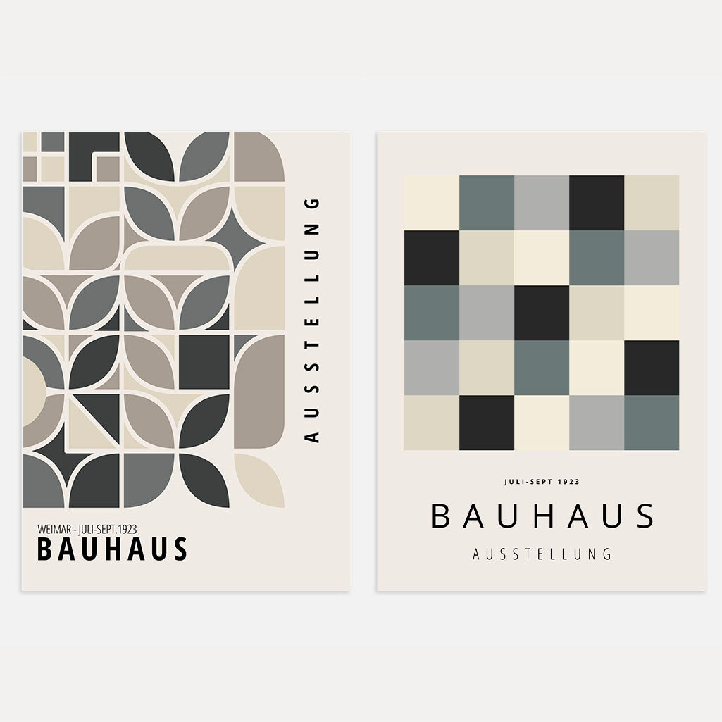 Bauhaus Grigio Beige – Set di 2 poster