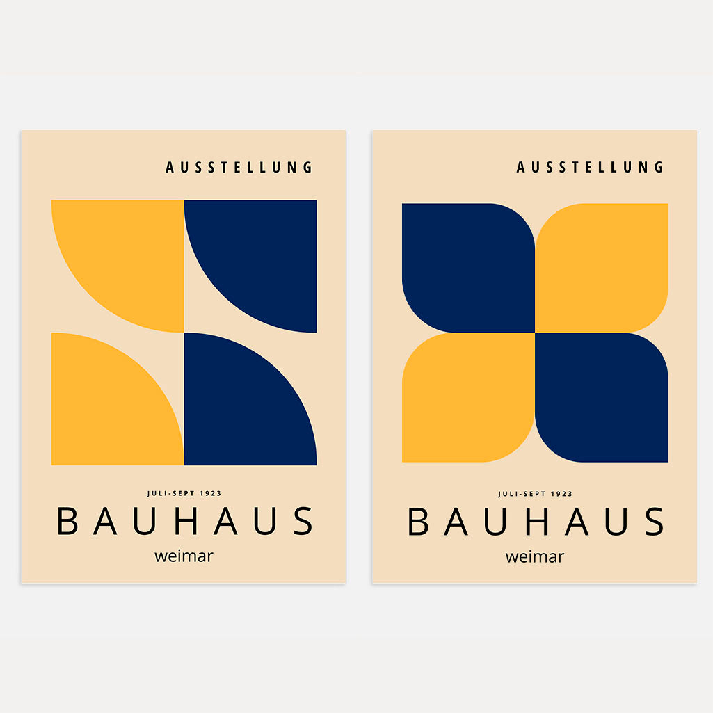 Bauhaus Blu Navy Giallo – Set di 2 poster