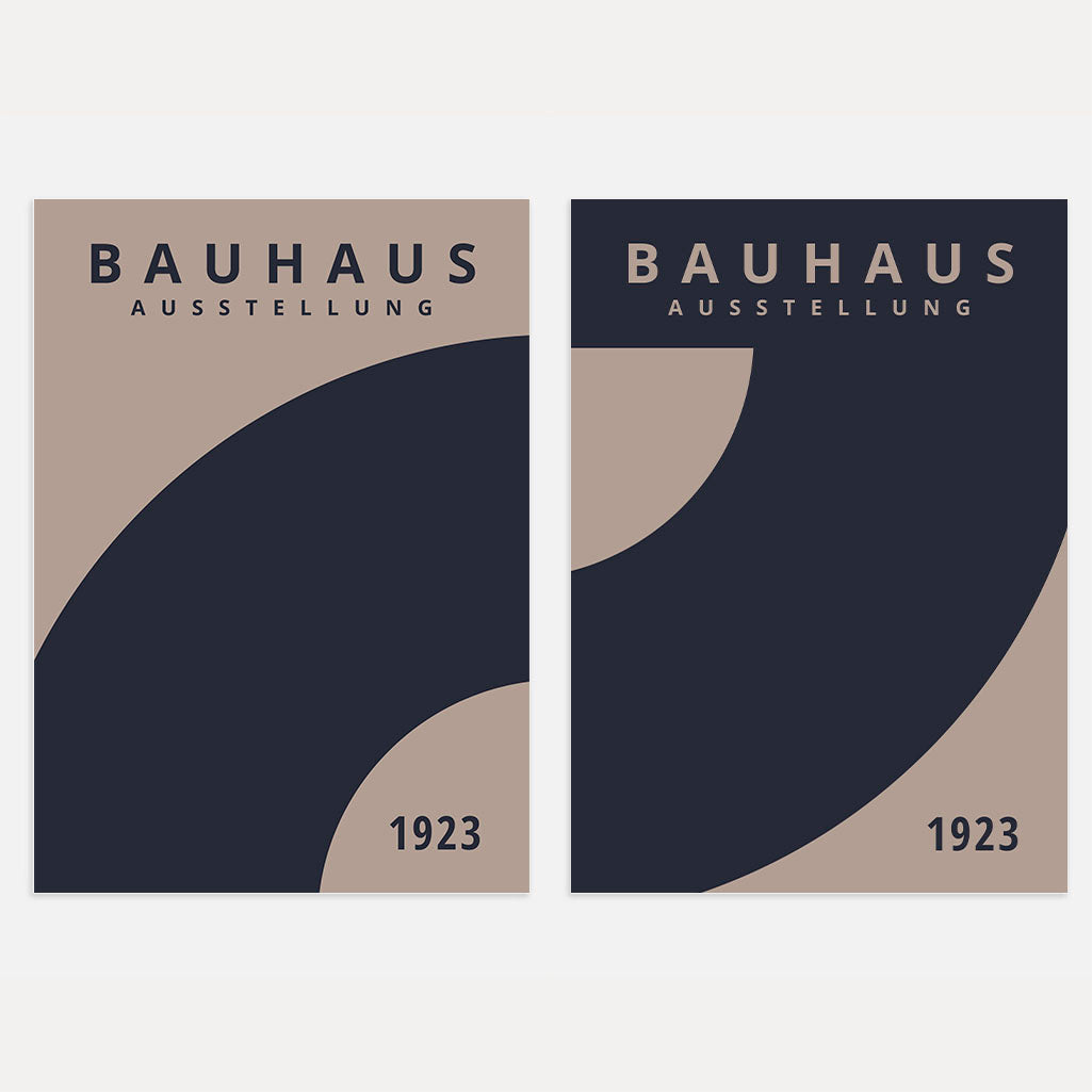 Astrazione Blu Navy Bauhaus – Set di 2 poster