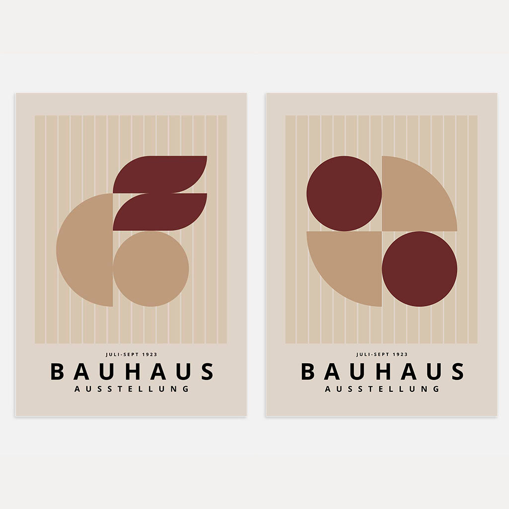 Bauhaus Borgogna Beige – Set di 2 poster