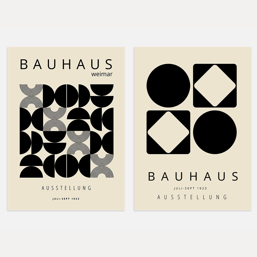 Bauhaus Geometria – Set di 2 poster,beige