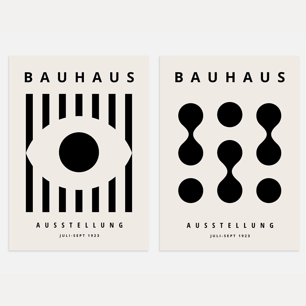 Bauhaus Nero Beige Contrasto – Set di 2 poster