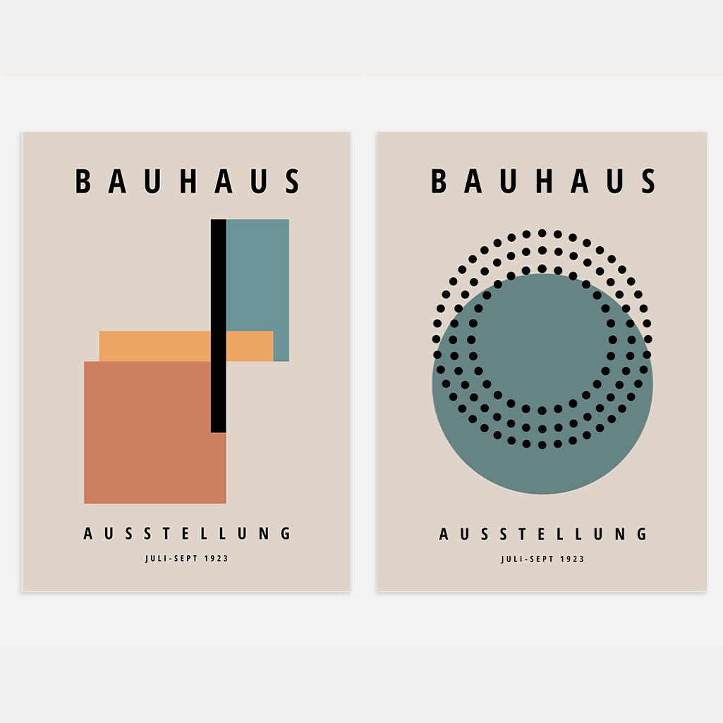 Bauhaus Verde Terracotta Equilibrio – Set di 2 poster
