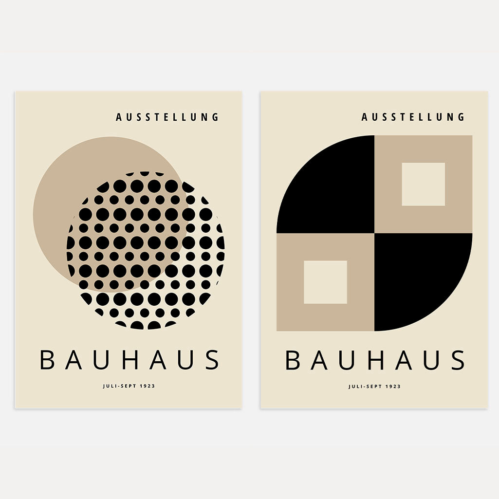 Bauhaus Nero-Beige – Set di 2 poster
