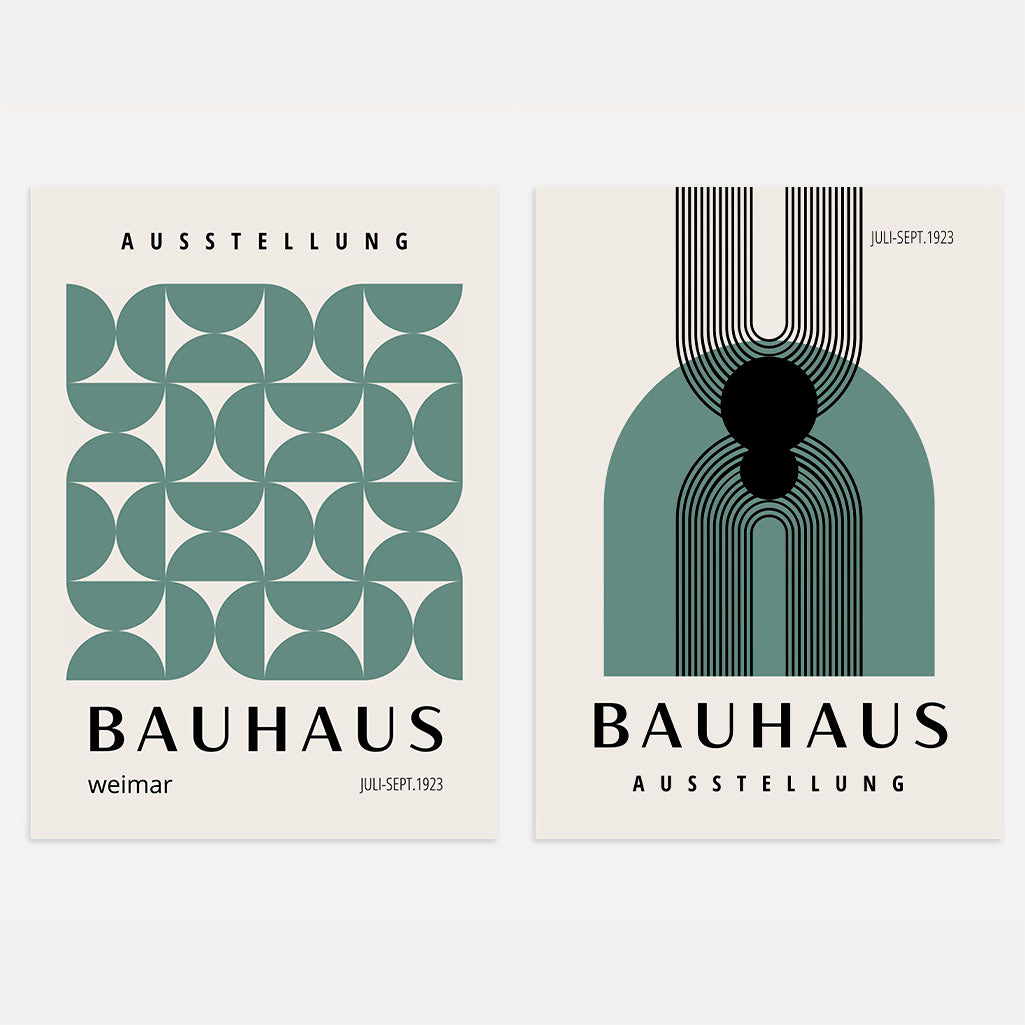 Bauhaus grafiche Verde – Set di 2 poster