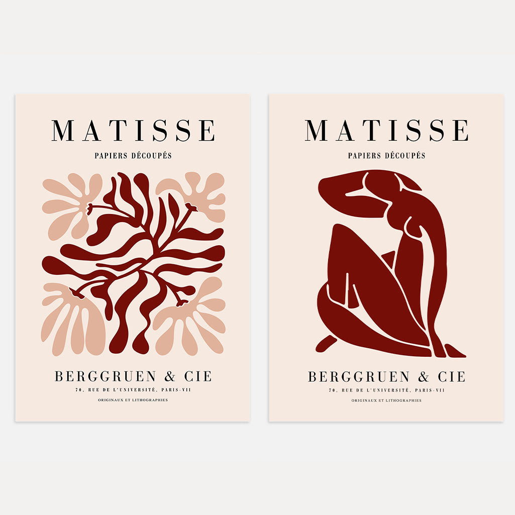 Henri Matisse Red Abstracts Poster Set of 2