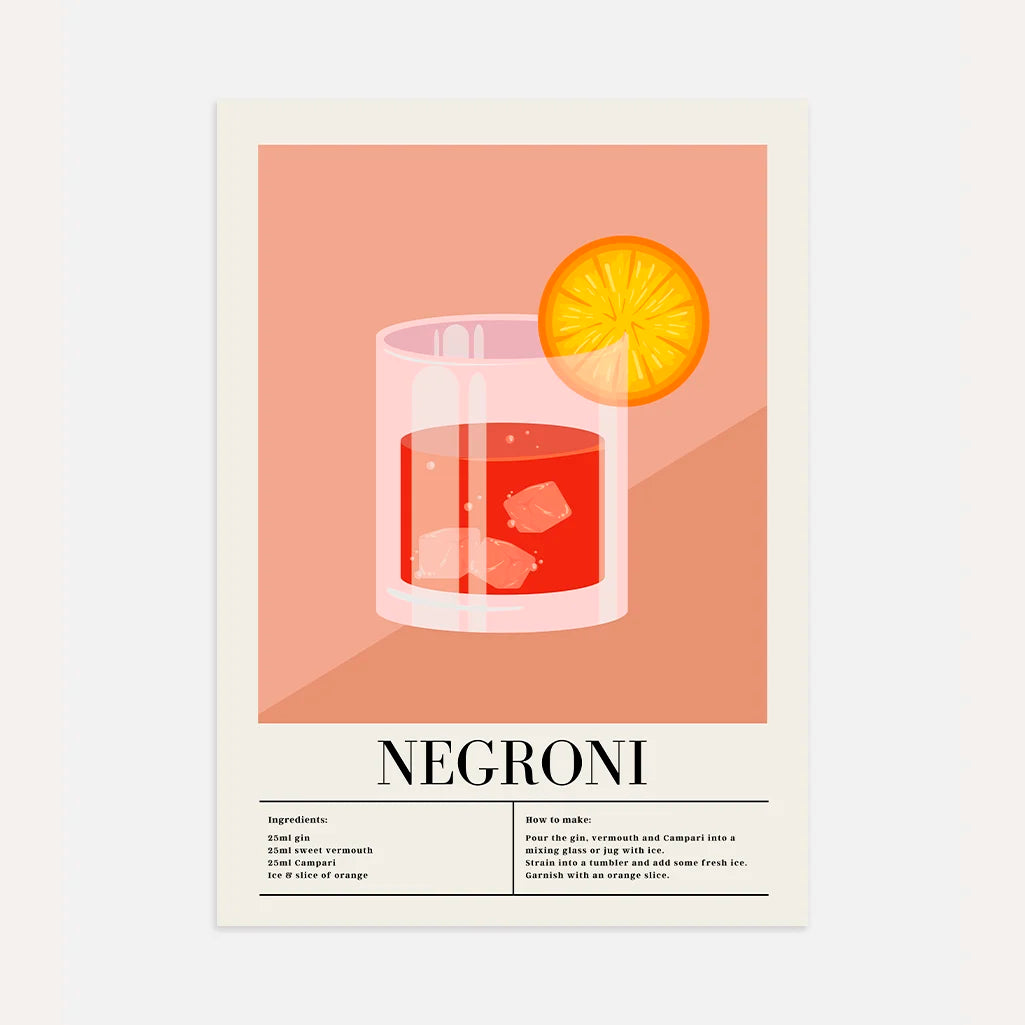 Poster Cocktail Bicchiere Negroni