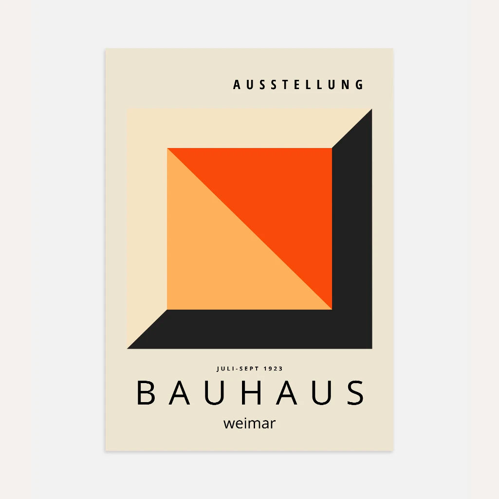 Poster Bauhaus Cubo Rosso Arancio
