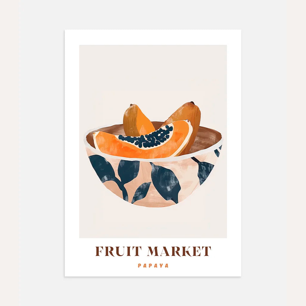 Papaya in a Ceramic Bowl Poster