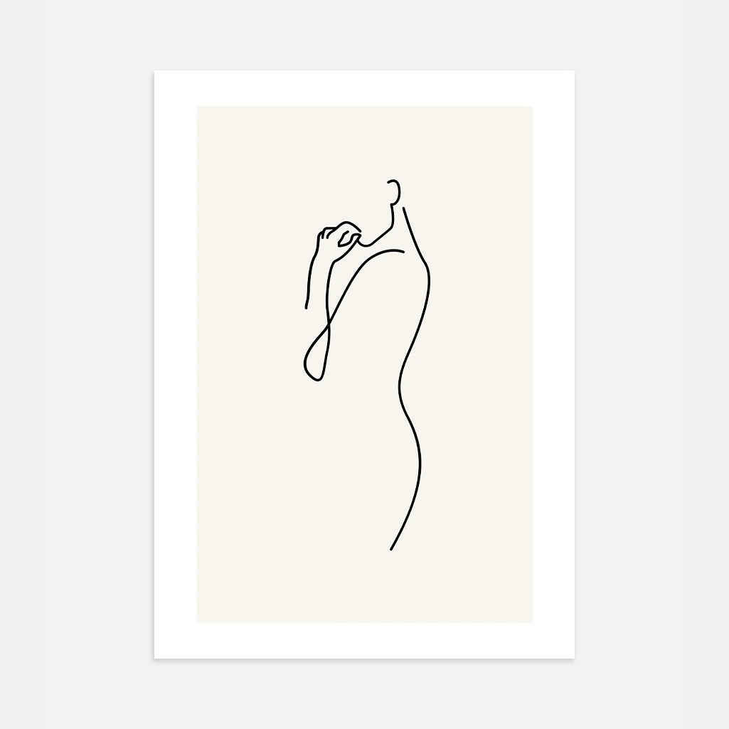 Delicate Female Silhouette Line Art Poster
