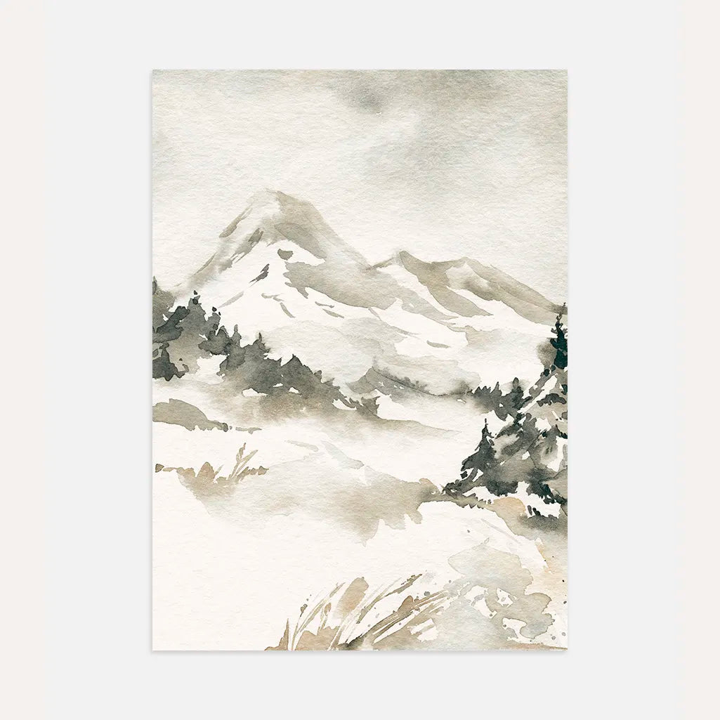Watercolor Mountains Poster