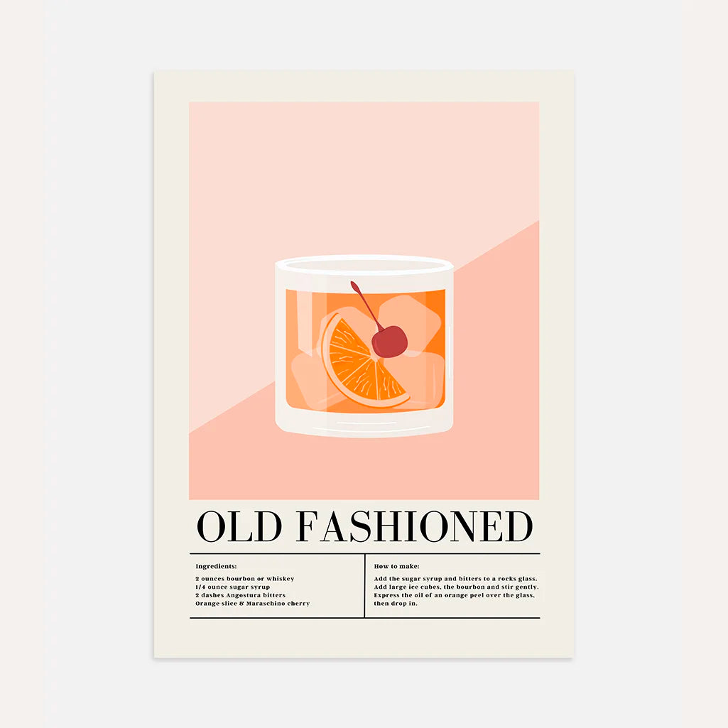 Poster illustrazione Cocktail Old Fashioned