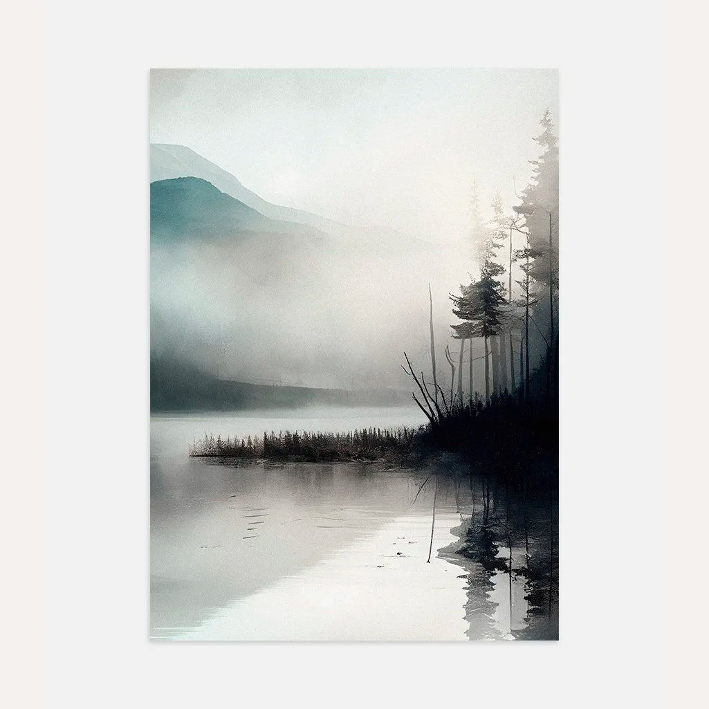 Misty Lakeshore Poster