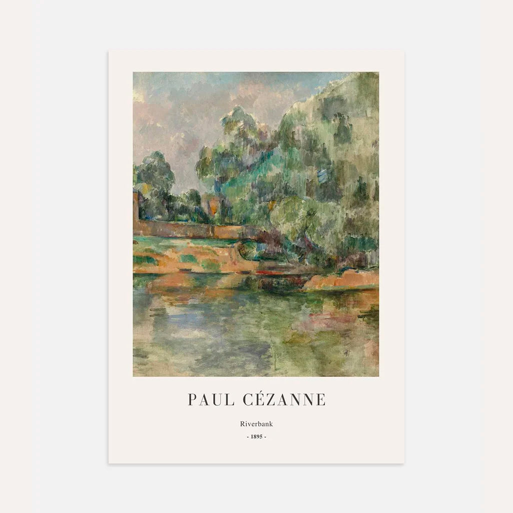 Paul Cézanne – Paesaggio fluviale formato verticale Poster