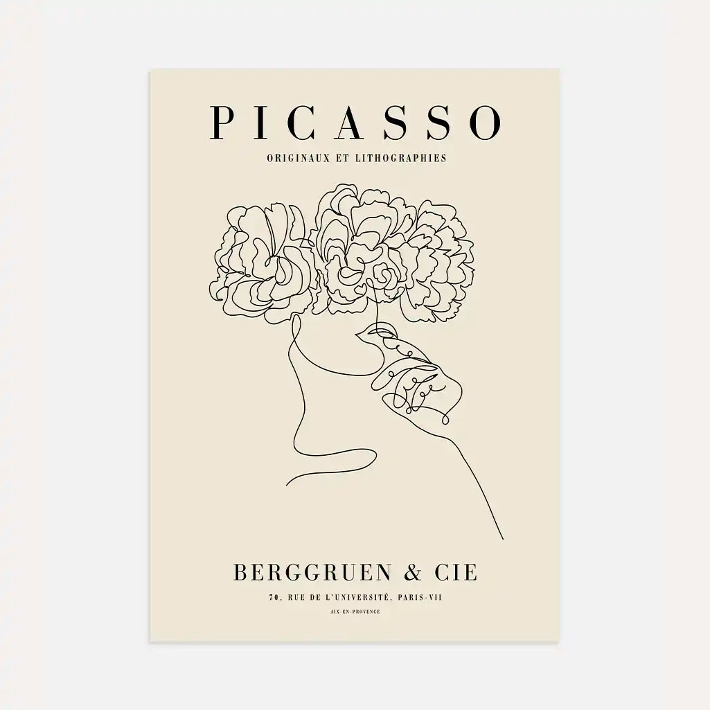 Poster ispirato a Pablo Picasso – Fiori lineari