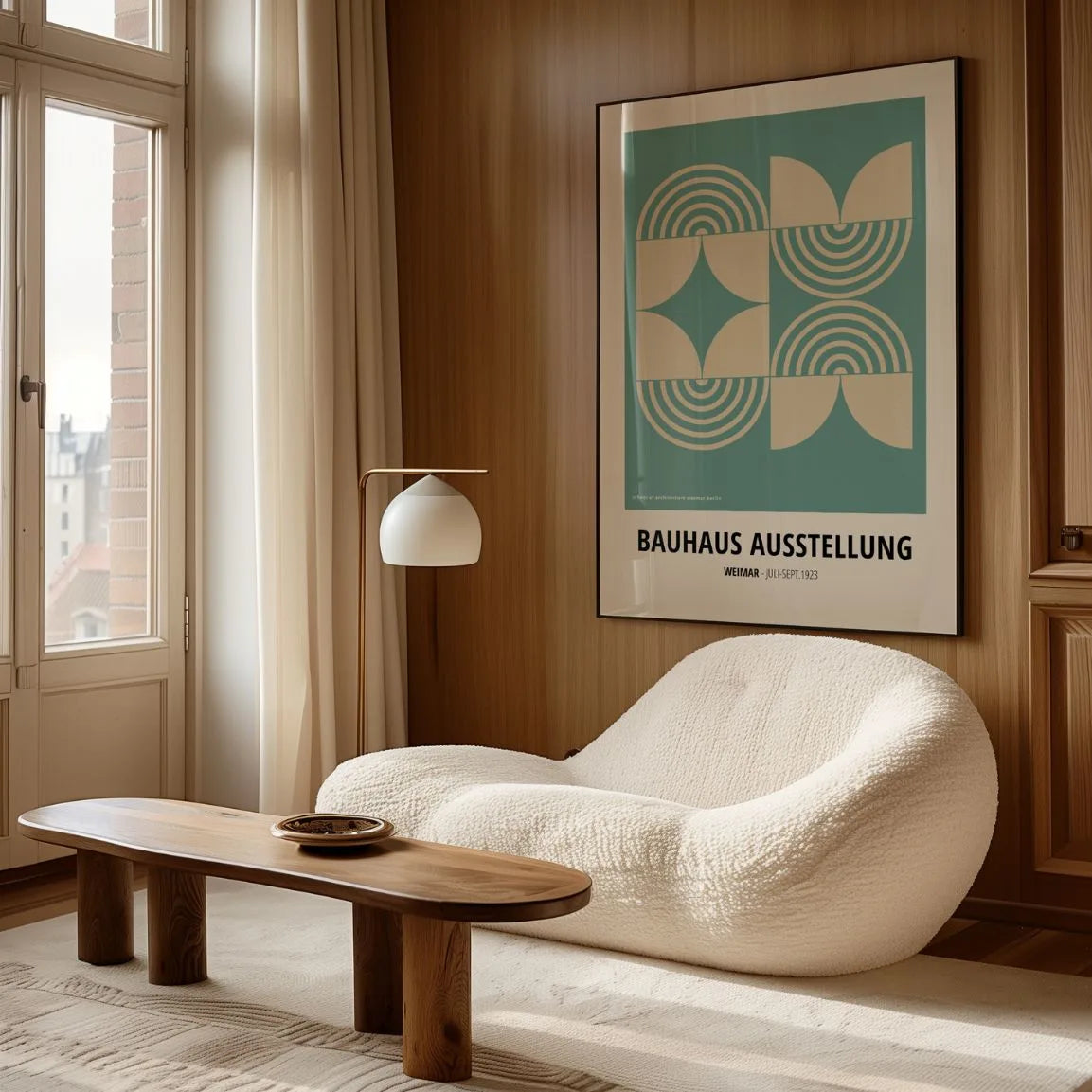 Poster Bauhaus Simmetria Verde Beige