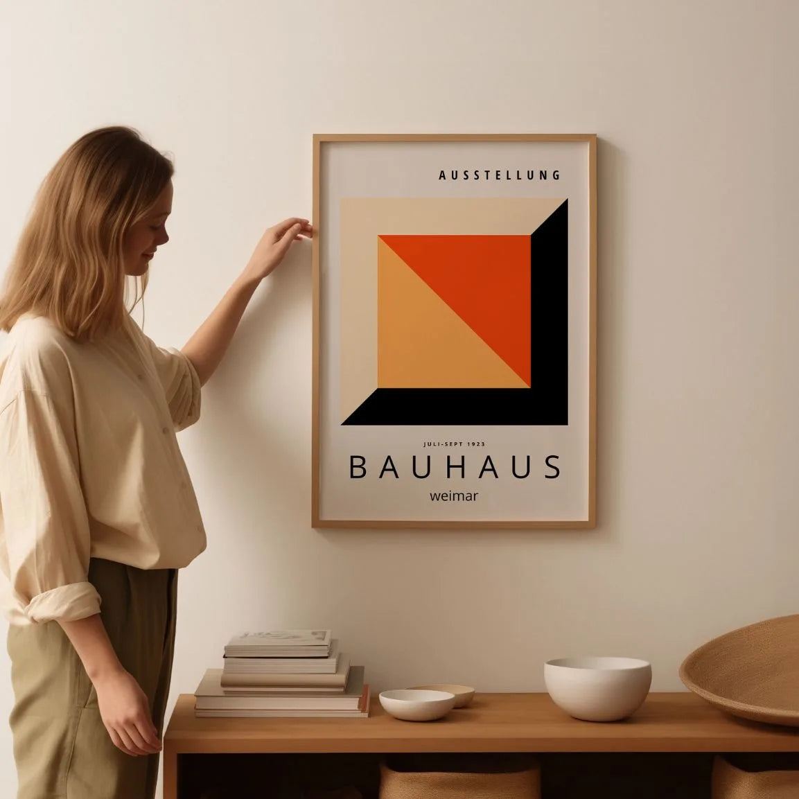 Poster Bauhaus Cubo Rosso Arancio