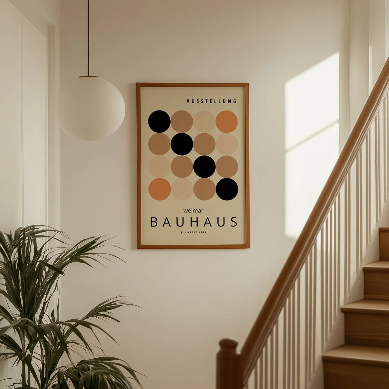 Bauhaus Beige & Black Circle Harmony Poster