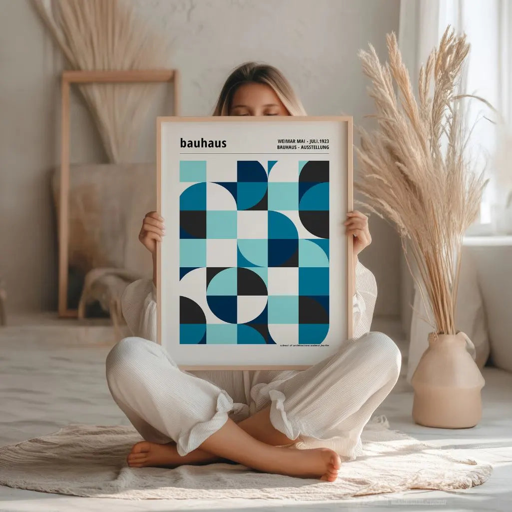 Bauhaus Blu Simmetria Poster