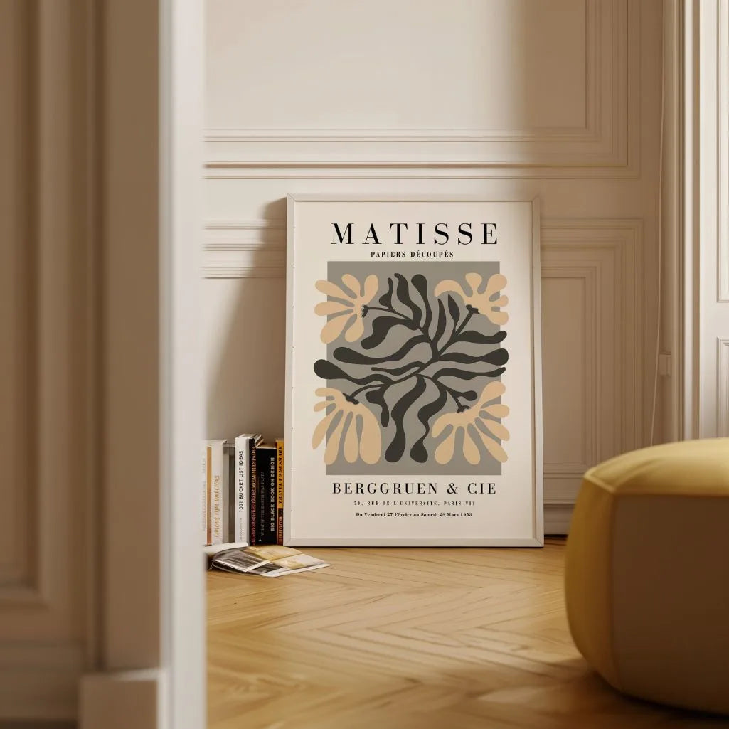 Poster Matisse Foglie Beige Grigio