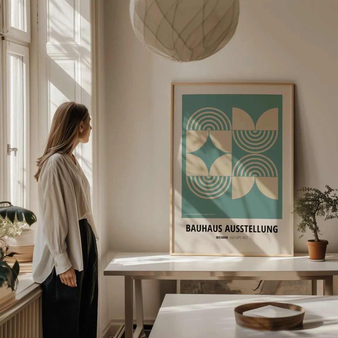 Poster Bauhaus Simmetria Verde Beige