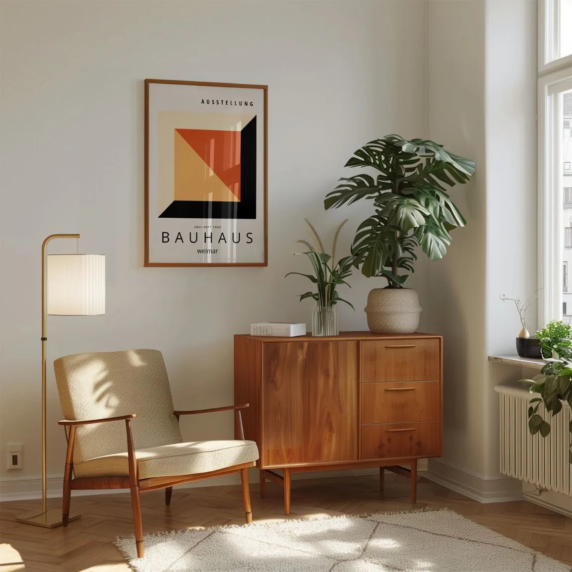 Poster Bauhaus Cubo Rosso Arancio