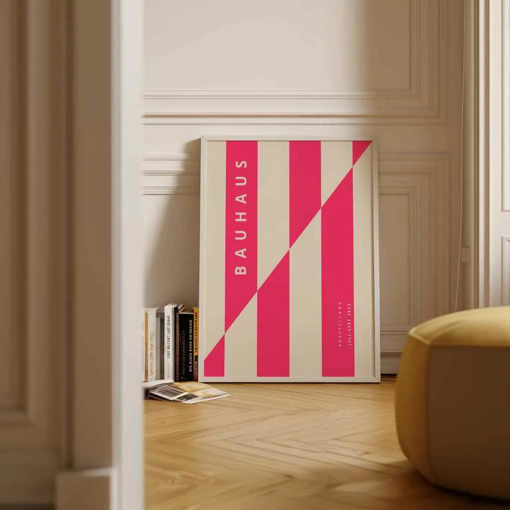 Bauhaus Struttura A Linee Rosa Poster