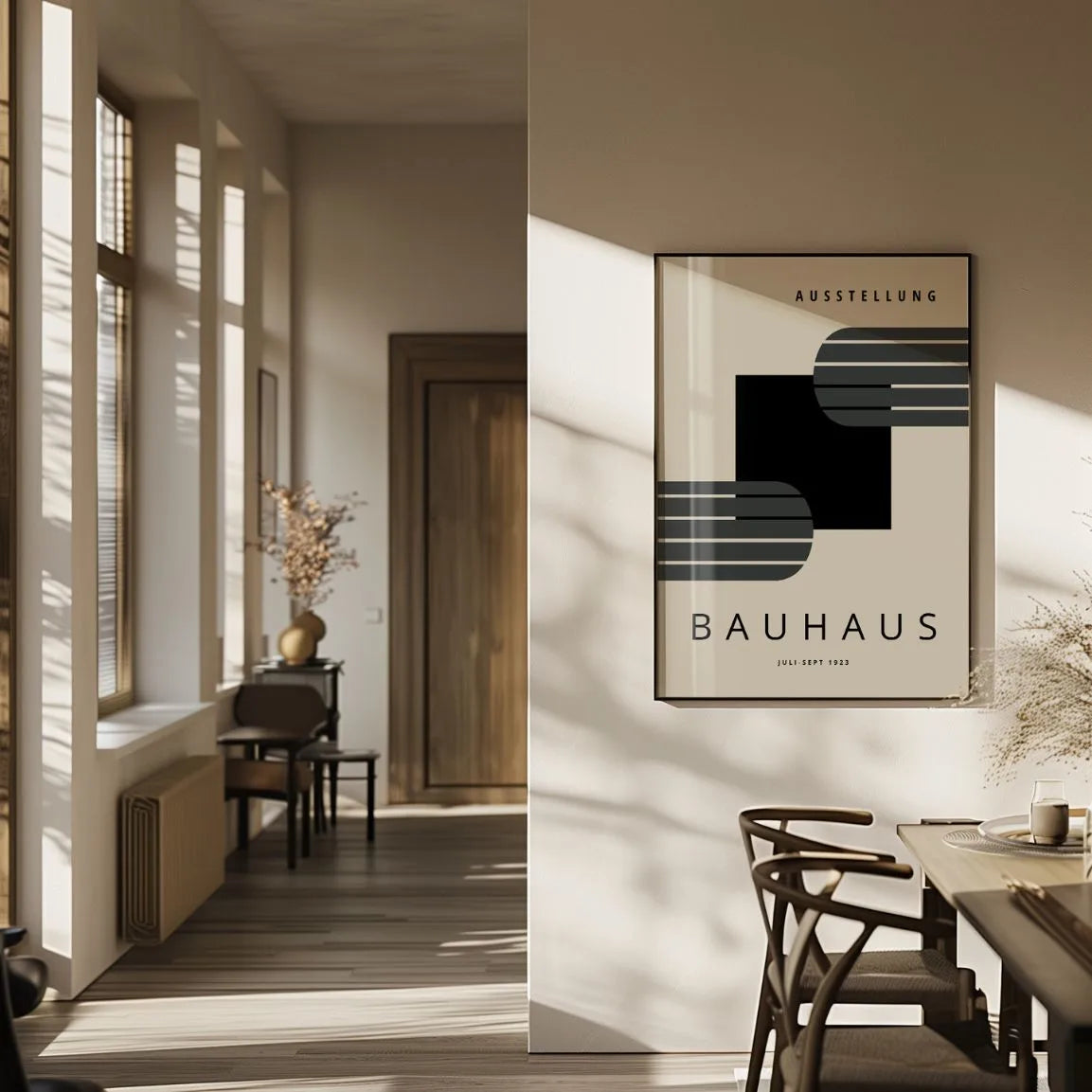 Bauhaus Linee Quadrato Nero Poster