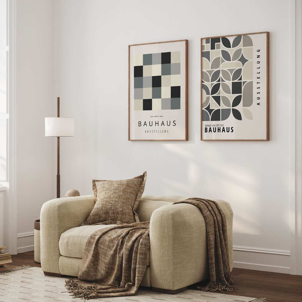 Bauhaus Grigio Beige – Set di 2 poster