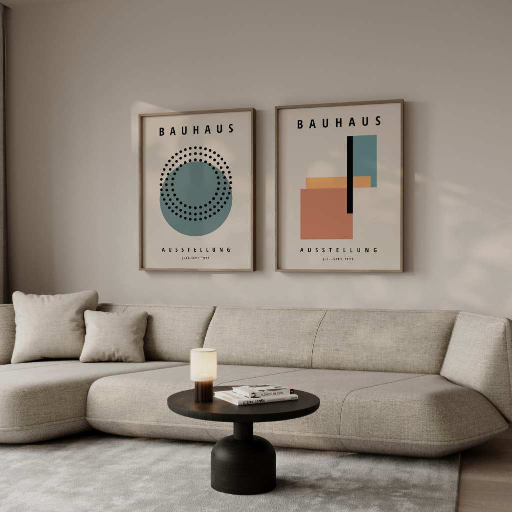 Bauhaus Verde Terracotta Equilibrio – Set di 2 poster