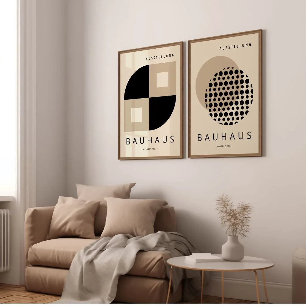 Bauhaus Nero-Beige – Set di 2 poster