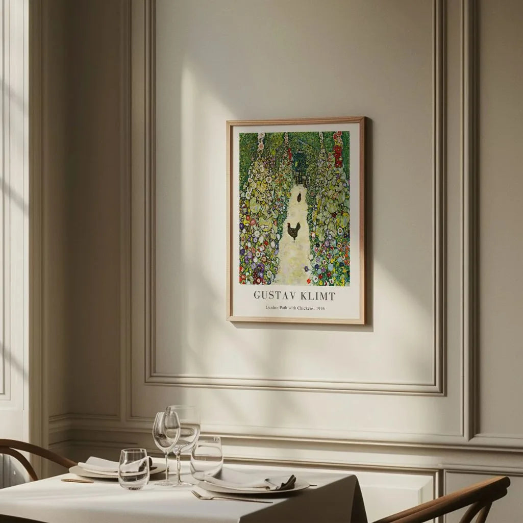 Gustav Klimt Garden Path with Chickens Poster