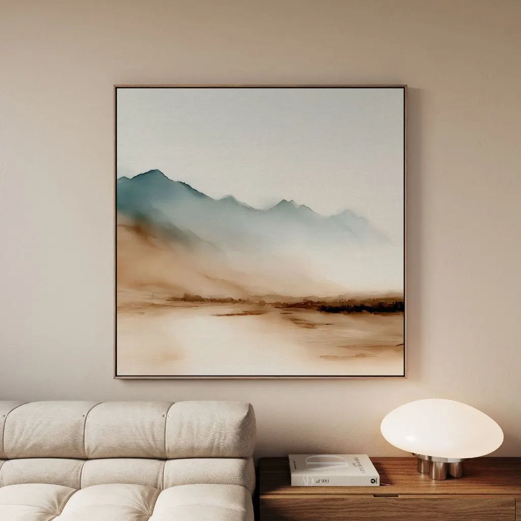 Tela incorniciata – Montagne beige e blu