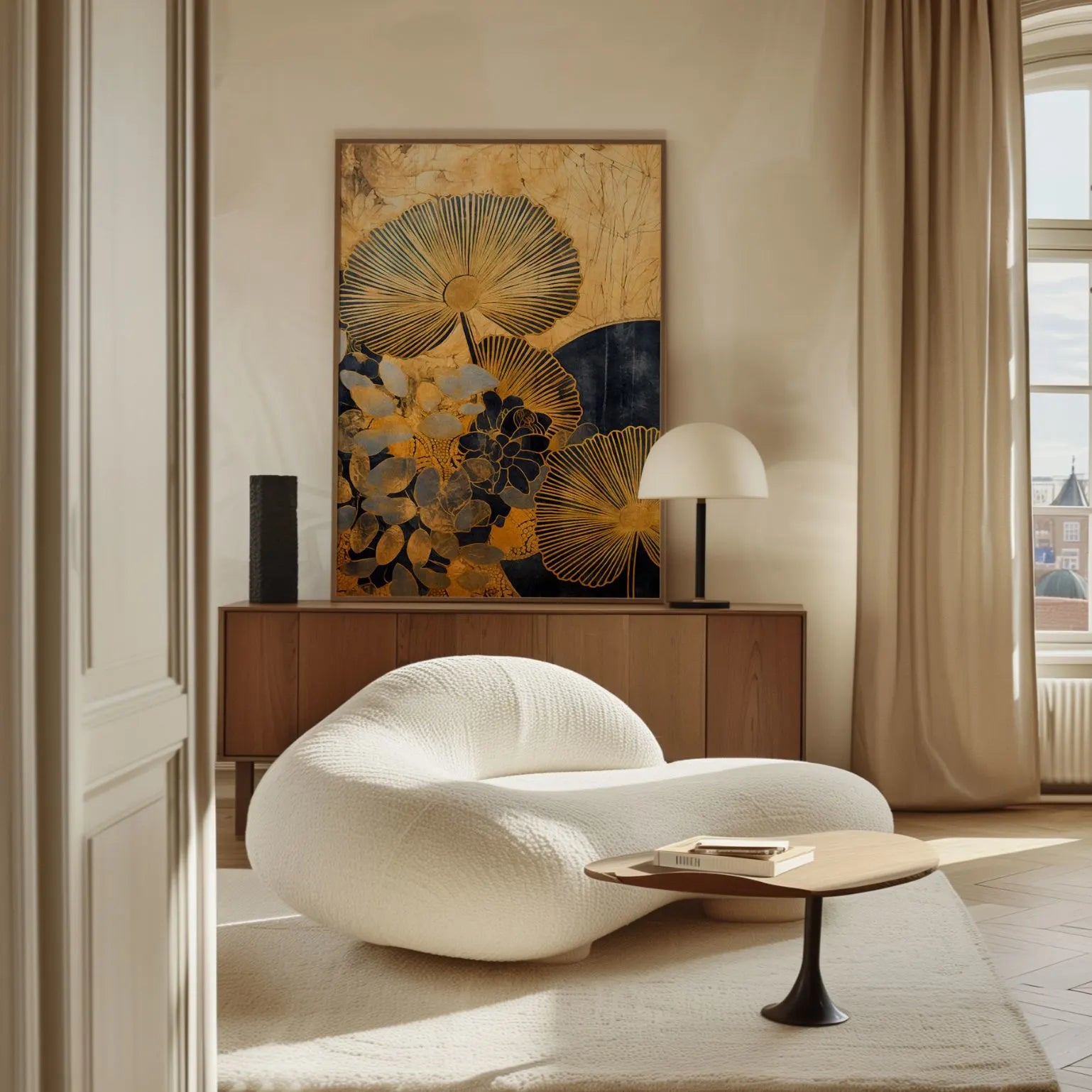 Framed Canvas Print Golden Leaves