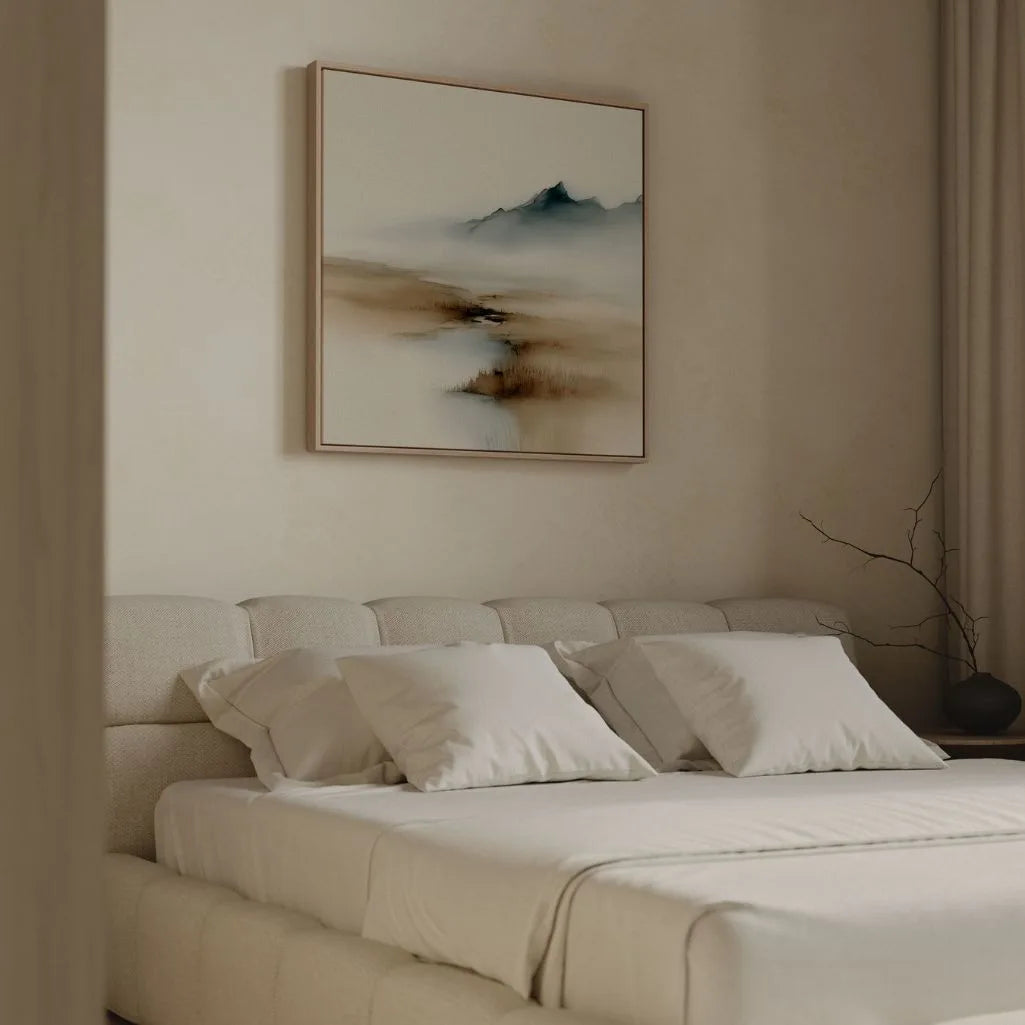 Tela incorniciata – Nebbia beige e blu