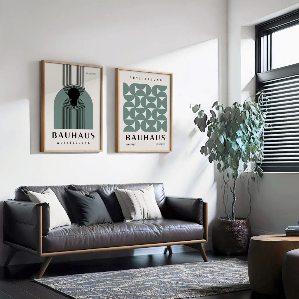 Bauhaus grafiche Verde – Set di 2 poster