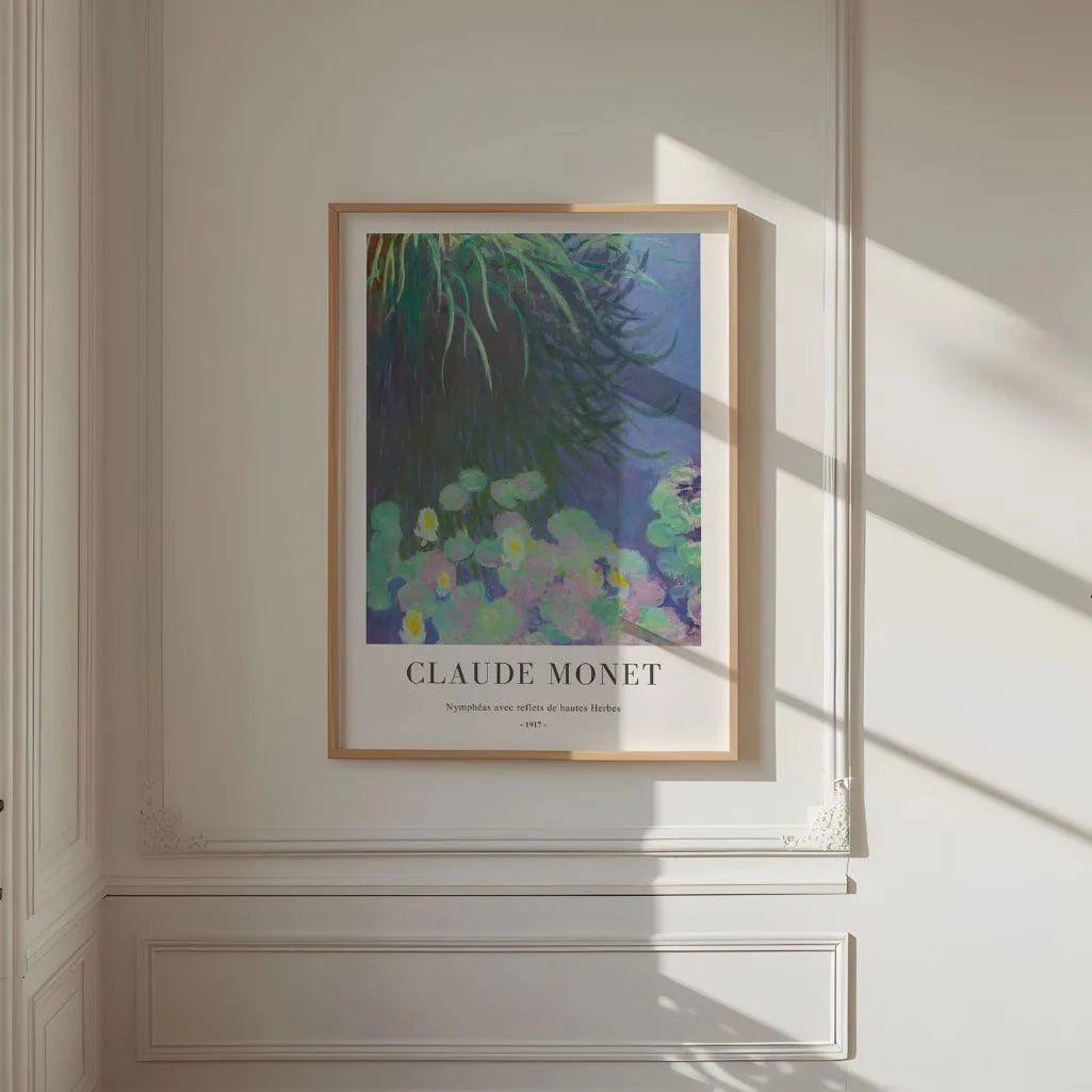 Claude Monet – Ninfee con riflessi di alte erbe Poster