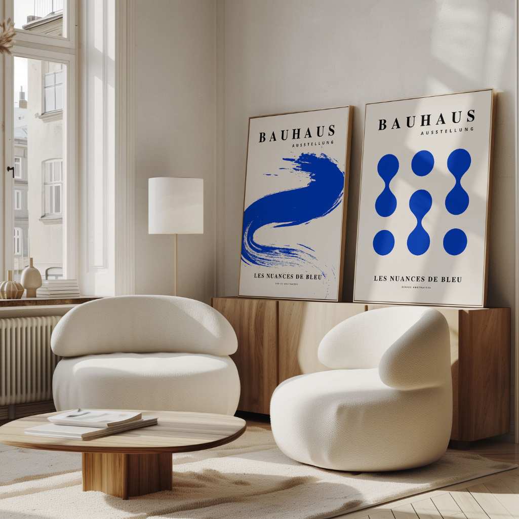 Blue Bauhaus Poster Set of 2