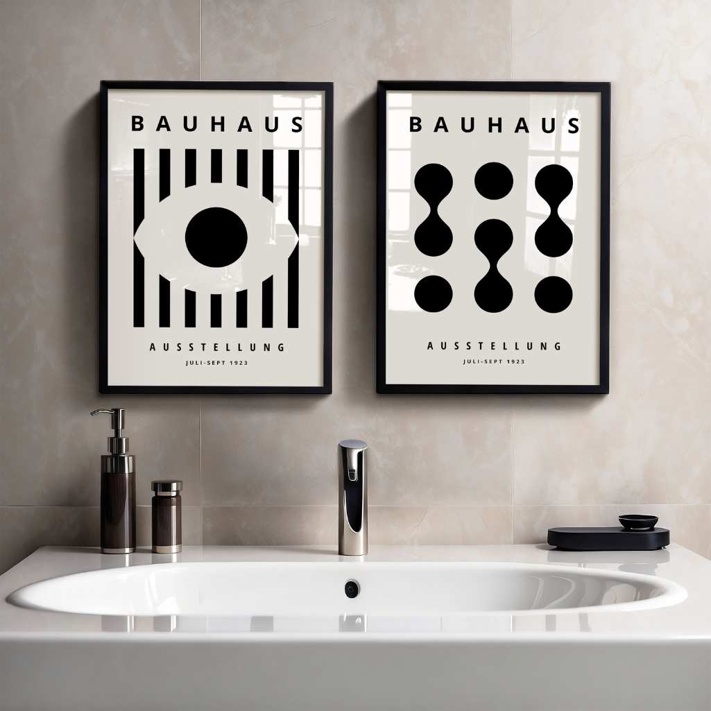 Bauhaus Nero Beige Contrasto – Set di 2 poster
