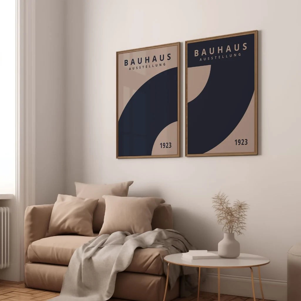 Astrazione Blu Navy Bauhaus – Set di 2 poster