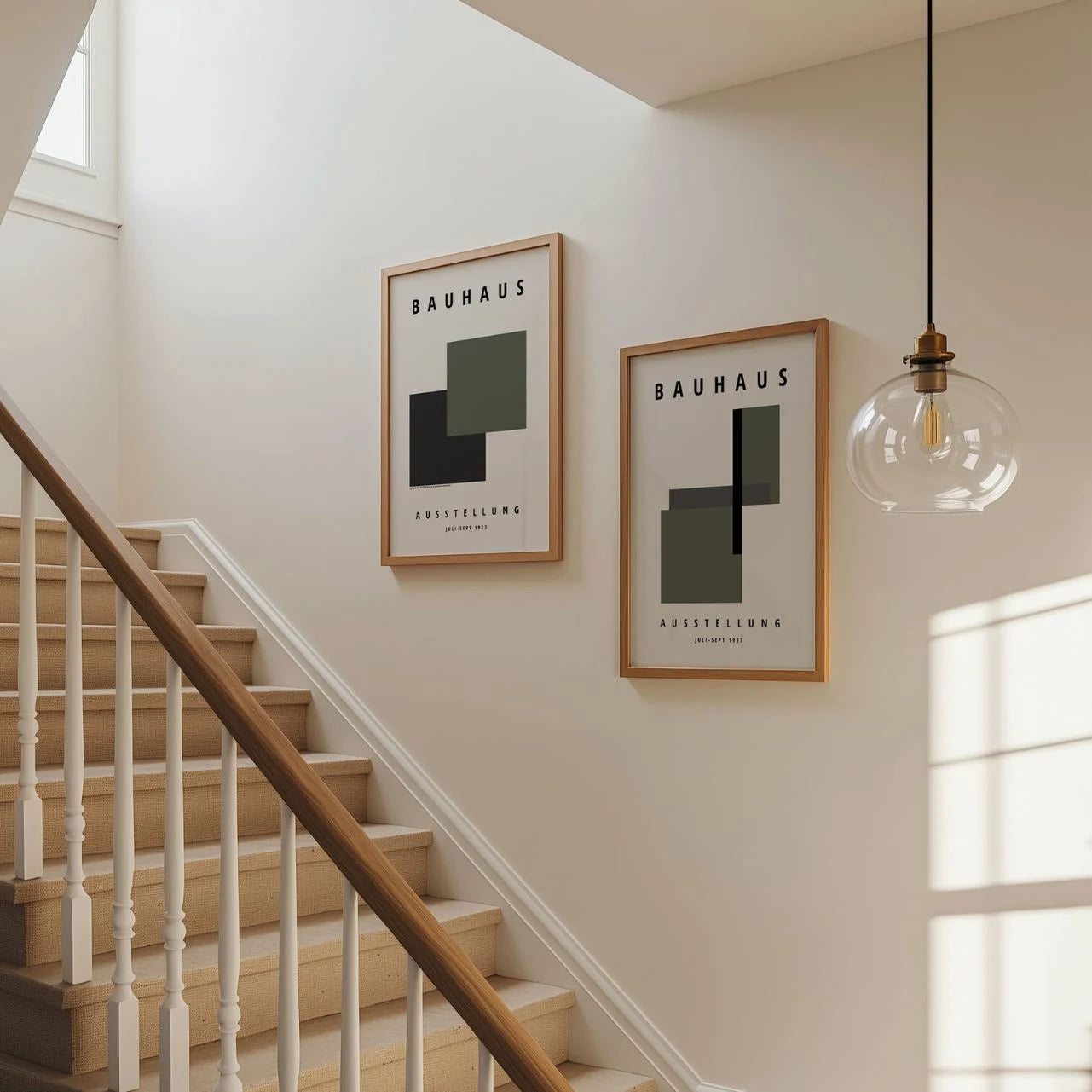 Bauhaus Green and Graphite Poster Set of 2