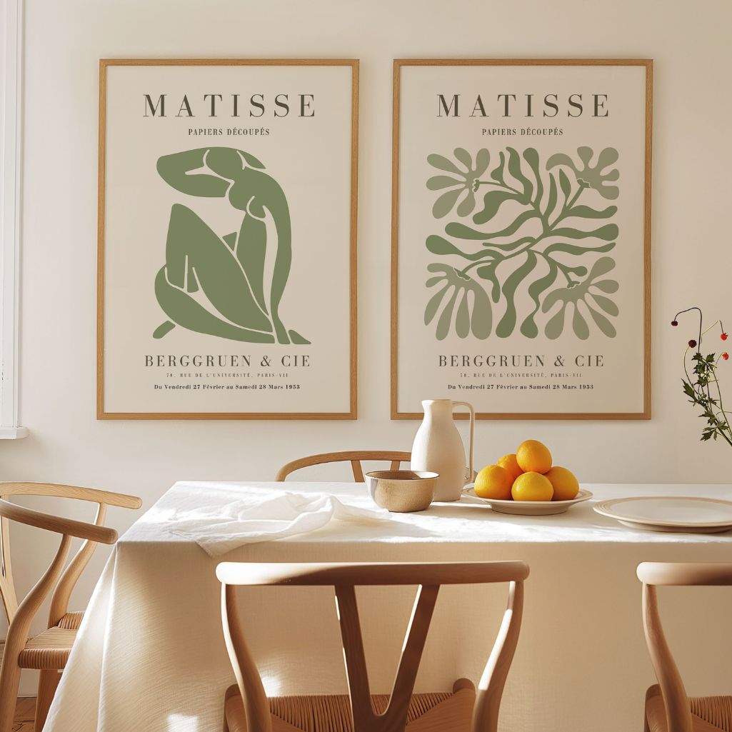 Matisse Green Abstract Cut-Outs Poster Set of 2