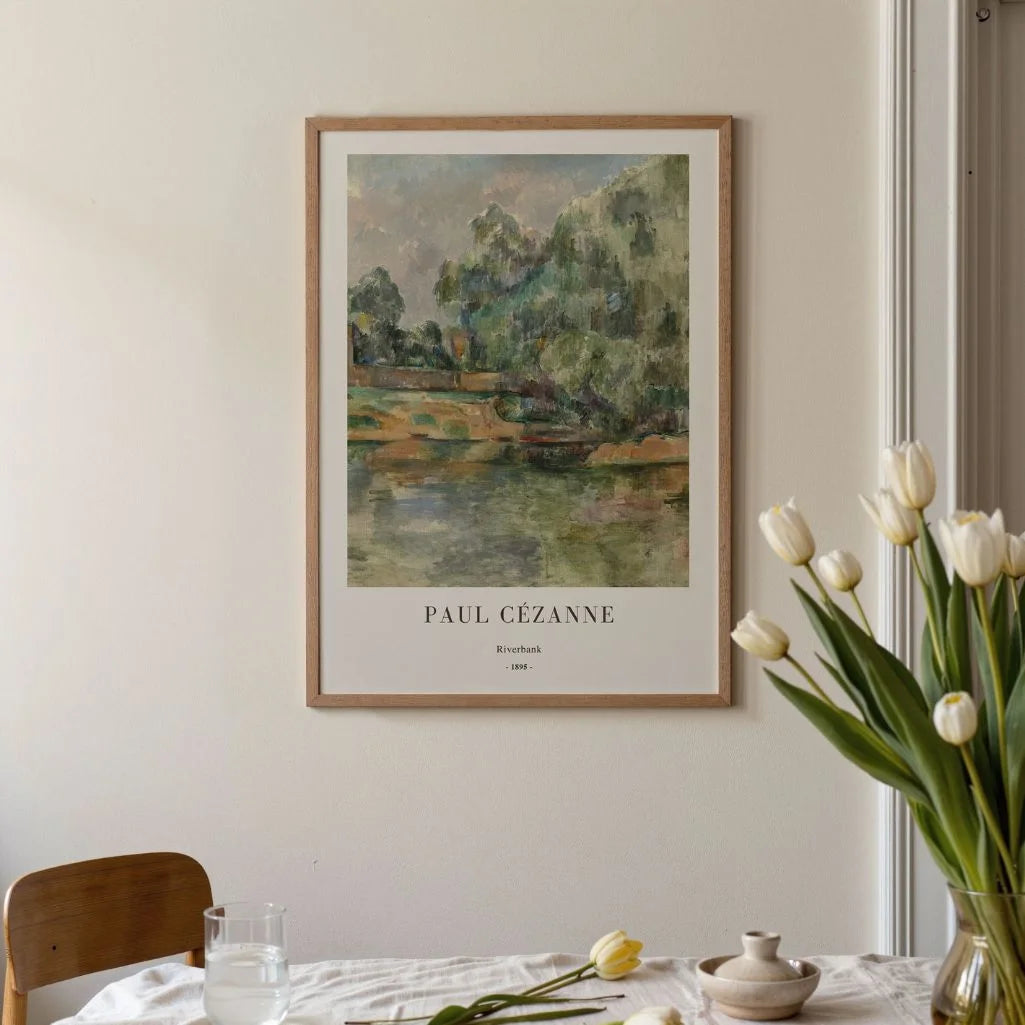Paul Cézanne – Paesaggio fluviale formato verticale Poster