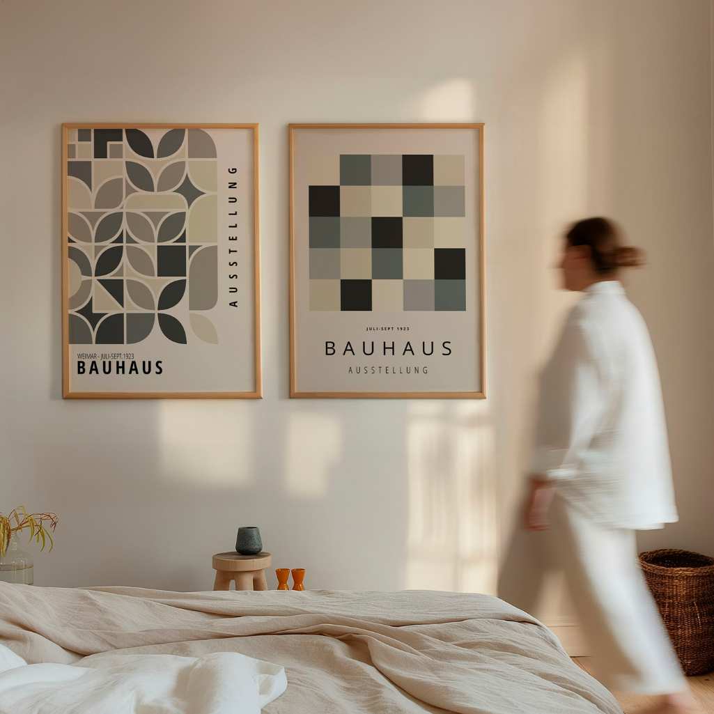 Bauhaus Grigio Beige – Set di 2 poster