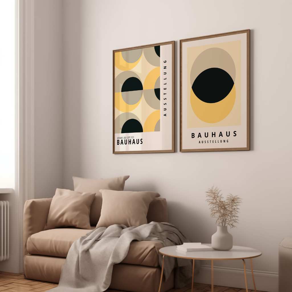 Yellow Bauhaus Poster Set of 2