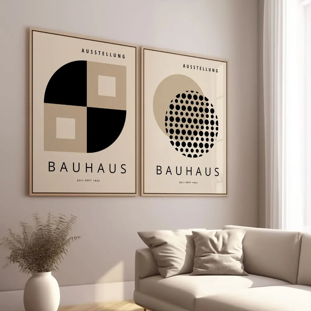 Bauhaus Nero-Beige – Set di 2 poster