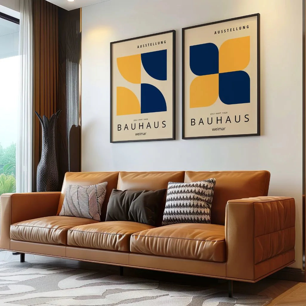 Bauhaus Blu Navy Giallo – Set di 2 poster